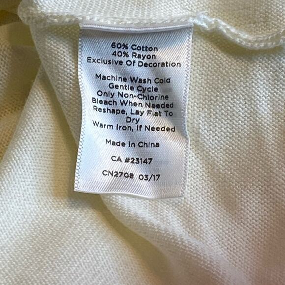 Talbots Cream Cotton/Rayon Lightweight Sweater with Crocheted Cuffs Size XS - Picture 6 of 6